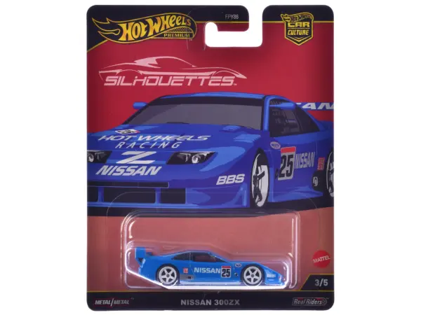 Nissan 300ZX #25 "Hot Wheels Racing" Blue "Silhouettes" Series Diecast Model Car by Hot Wheels #1