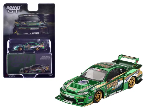 Nissan Silvia (S15) LB-Super Silhouette RHD (Right Hand Drive) "Fausto Racing 2024" Green Metallic Limited Edition 1/64 Diecast Model Car by Mini GT #1