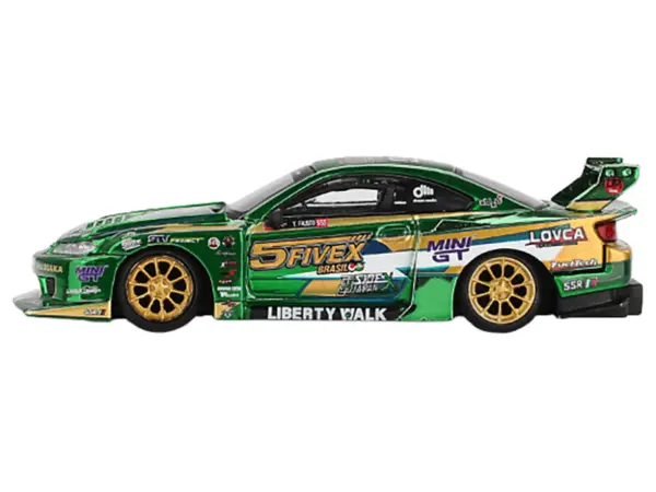 Nissan Silvia (S15) LB-Super Silhouette RHD (Right Hand Drive) "Fausto Racing 2024" Green Metallic Limited Edition 1/64 Diecast Model Car by Mini GT #2