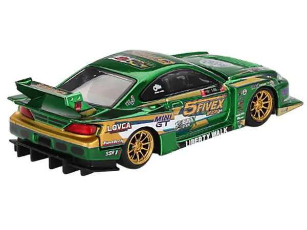 Nissan Silvia (S15) LB-Super Silhouette RHD (Right Hand Drive) "Fausto Racing 2024" Green Metallic Limited Edition 1/64 Diecast Model Car by Mini GT #3