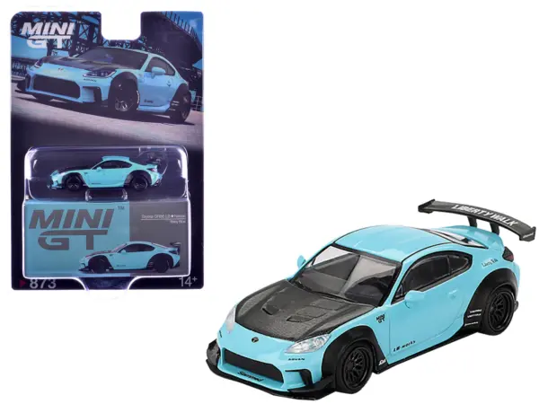 Toyota GR86 "LB-Nation - Liberty Walk" Baby Blue with Carbon Hood Limited Edition 1/64 Diecast Model Car by Mini GT #1