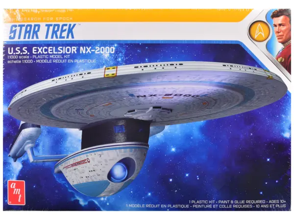 Skill 2 Model Kit U.S.S. Excelsior NX-2000 Space Ship "Star Trek III: The Search for Spock" (1984) Movie 1/1000 Scale Model by AMT #1