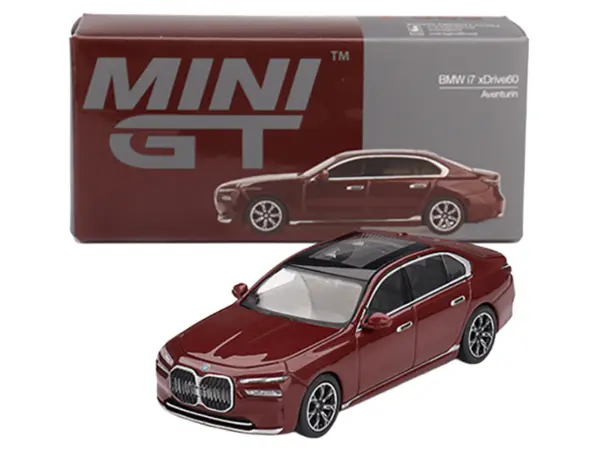 BMW i7 xDrive60 Aventurin Red Metallic Limited Edition 1/64 Diecast Model Car by Mini GT #4