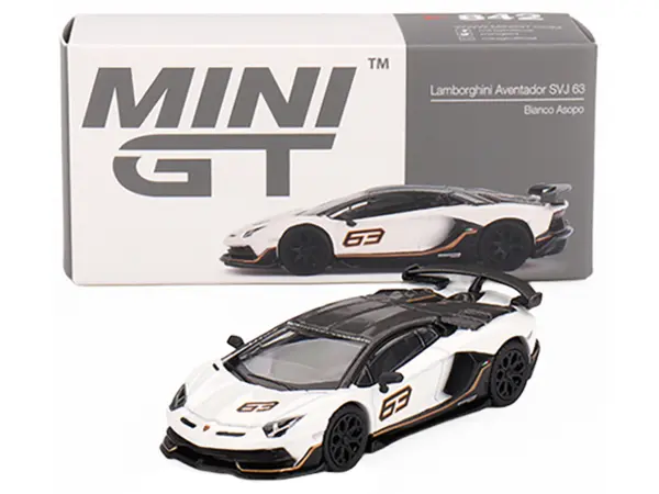 Lamborghini Aventador SVJ 63 Bianco Asopo White with Carbon Top Limited Edition 1/64 Diecast Model Car by Mini GT #4