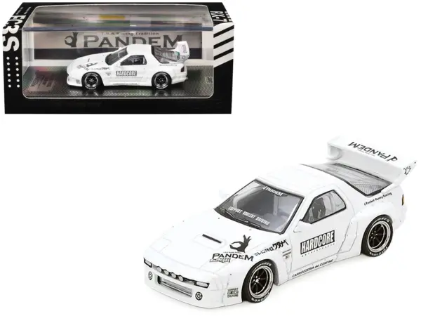 Mazda RX7 (FC3S) "Pandem Aero" Widebody Kit White with Graphics 1/64 Diecast Model Car by Inno Models #1
