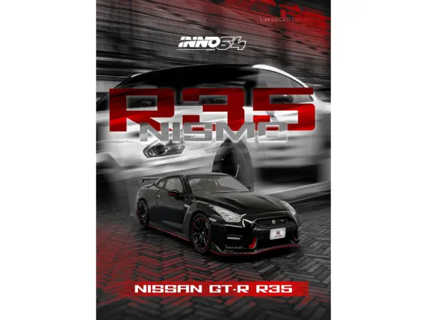 Nissan GT-R (R35) Nismo RHD (Right Hand Drive) Nismo Black with Carbon Hood and Top 1/64 Diecast Model Car by Inno Models #4