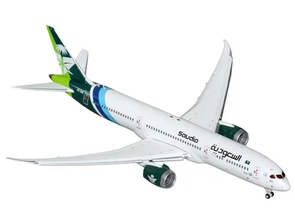 Boeing 787-9 Commercial Aircraft with Flaps Down "Saudia Airline" (HZ-ARB) White with Tail Graphics 1/400 Diecast Model Airplane by GeminiJets #2