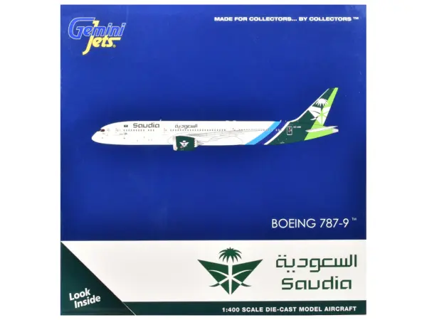 Boeing 787-9 Commercial Aircraft "Saudia Airline" (HZ-ARB) White with Tail Graphics 1/400 Diecast Model Airplane by GeminiJets #3