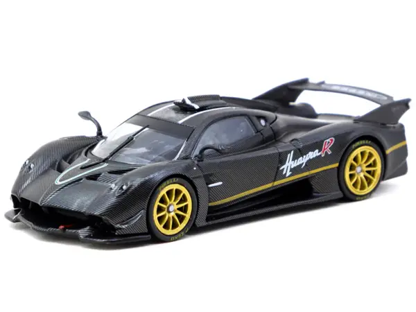 Pagani Huayra R Matt Black Carbon Fiber with Gold Wheels Limited Edition to 3552 pieces Worldwide "Global64" Series 1/64 Diecast Model by Tarmac Works #2