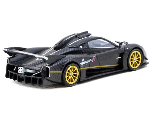 Pagani Huayra R Matt Black Carbon Fiber with Gold Wheels Limited Edition to 3552 pieces Worldwide "Global64" Series 1/64 Diecast Model by Tarmac Works #3