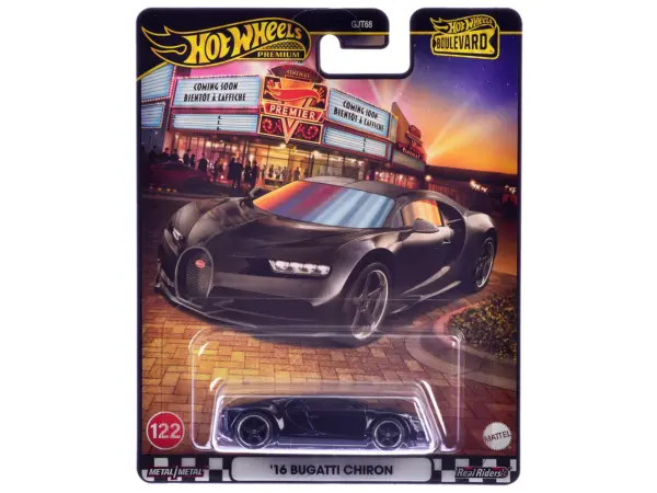 2016 Bugatti Chiron Black "Boulevard" Series Diecast Model Car by Hot Wheels #1