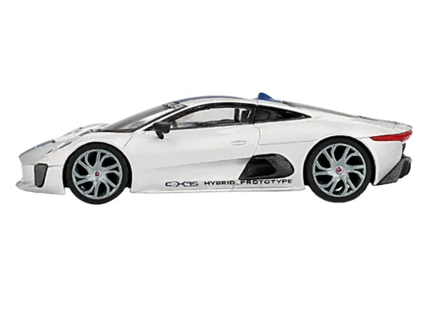 Jaguar C-X75 Silver Metallic with Blue Stripes Limited Edition 1/64 Diecast Model Car by Mini GT #2