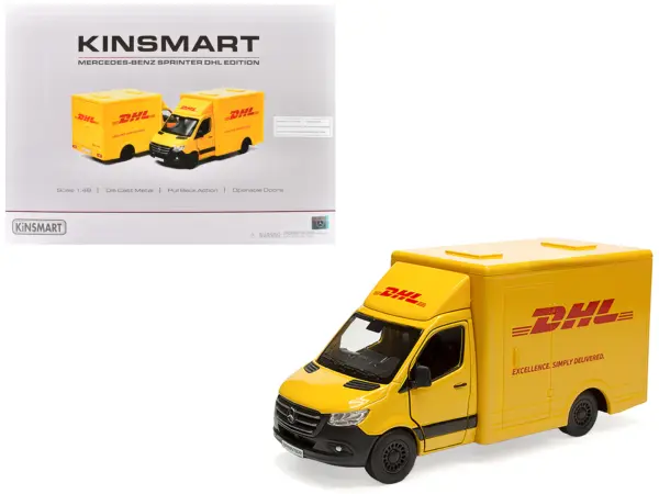 Mercedes-Benz Sprinter Van "DHL" Yellow 1/48 Diecast Model Car by Kinsmart #1