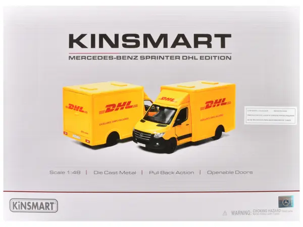 Mercedes-Benz Sprinter Van "DHL" Yellow 1/48 Diecast Model Car by Kinsmart #3