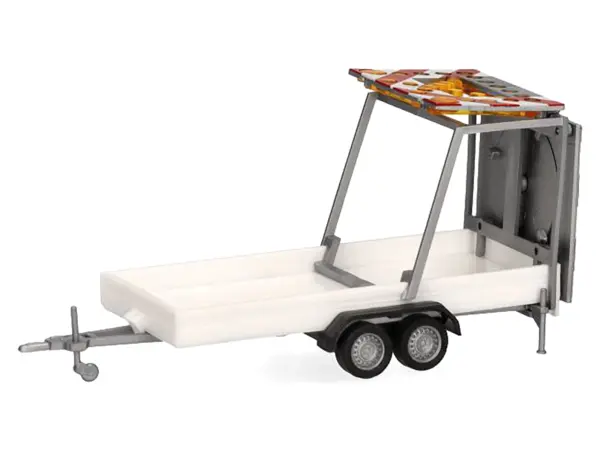 Road Maintenance Trailer White with Striped Top 1/87 (HO) Plastic Model by Promotex #2