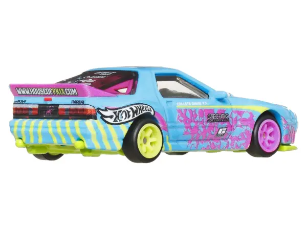 Mazda RX7 FC PANDEM Blue with Graphics "Silhouettes" Series Diecast Model Car by Hot Wheels #3