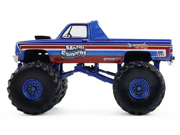 1982 GMC Sierra 2500 Monster Truck "Moonshiner!" Blue Metallic with Stripes "Kings of Crunch" Series 16 1/64 Diecast Model Car by Greenlight #2