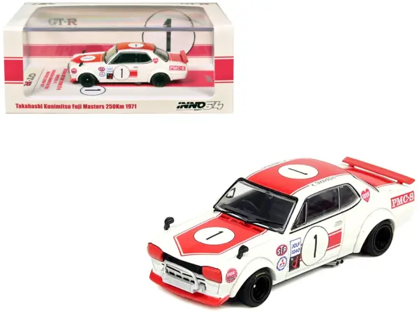 Nissan Skyline 2000 GT-R (KPGC10) #1 RHD (Right Hand Drive) Takahashi Kinimitsu "Fuji Masters 250km" (1971) 1/64 Diecast Model Car by Inno Models #1