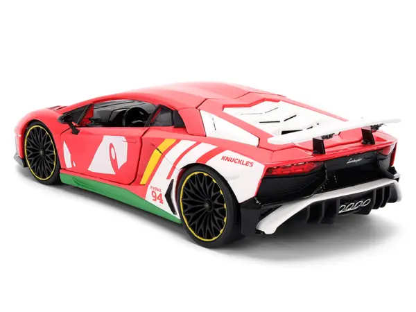 Lamborghini Aventador SV Red with Graphics and Knuckles Diecast Figure "Sonic The Hedgehog" Franchise "Hollywood Rides" Series 1/24 Diecast Model by Jada #4