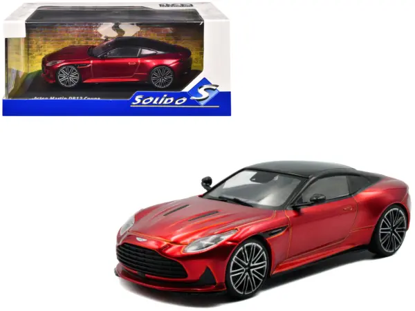 2023 Aston Martin DB12 Coupe Hyper Red Metallic with Black Top 1/43 Diecast Model Car by Solido #1