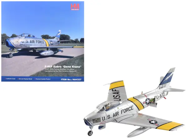 North American F-86F Sabre Fighter Aircraft "24872 Gene Kranz My Darling Marta, 69th Fighter Bomber Squadron, EAA Aviation Museum" United States Air Force "Air Power Series" 1/72 Diecast Model by Hobby Master #1