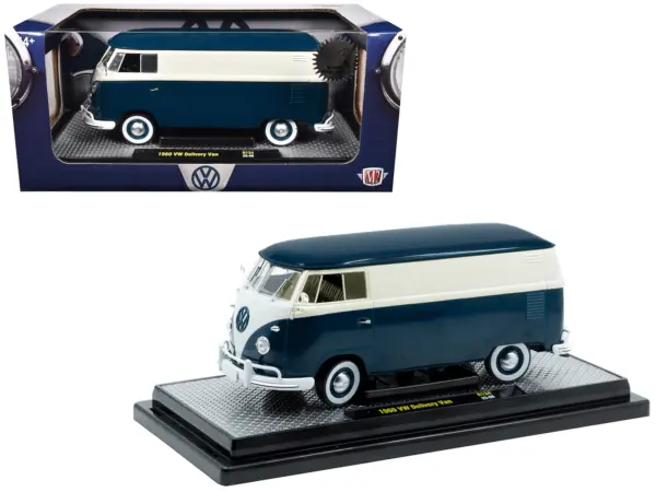 1960 Volkswagen Delivery Van Blue and White Limited Edition to 6650 pieces Worldwide 1/24 Diecast Model Car by M2 Machines #1