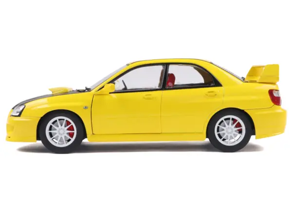2003 Subaru Impreza WRX STI RHD (Right Hand Drive) Yellow with Carbon Hood 1/18 Diecast Model Car by Solido #3