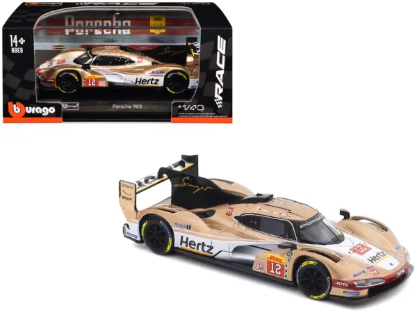 Porsche 963 #12 Callum Ilott - Will Stevens - Norman Nato "Hertz Team Jota" Hypercar Team Winner "FIA World Endurance Championship" (2024) with Display Case "Race" Series 1/43 Diecast Model Car by Bburago #1