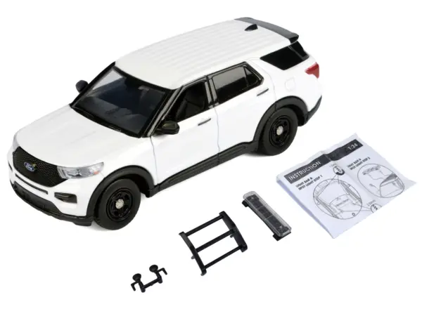 2022 Ford Police Interceptor Utility Unmarked White "Builder's Kit" "Law Enforcement and Public Service" Series 1/24 Diecast Model Car by Motormax #2