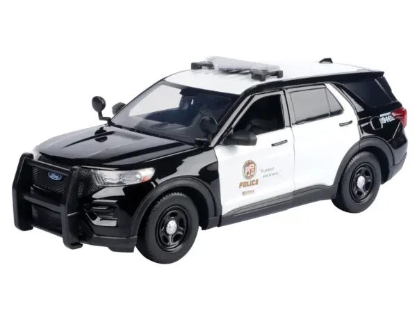 2022 Ford Police Interceptor Utility "Los Angeles Police Department" Black and White "Law Enforcement and Public Service" Series 1/24 Diecast Model Car by Motormax #2