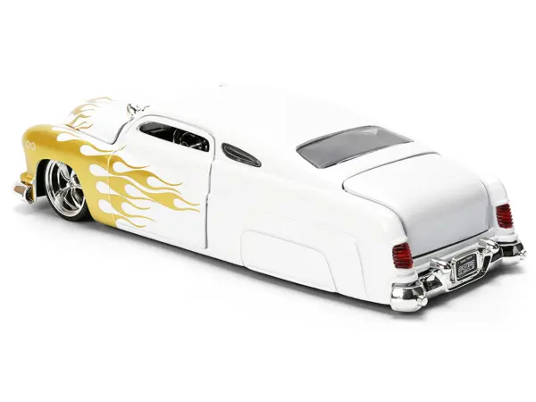 1951 Mercury Coupe White with Gold Flames "Bigtime Muscle" Series 1/24 Diecast Model Car by Jada #5