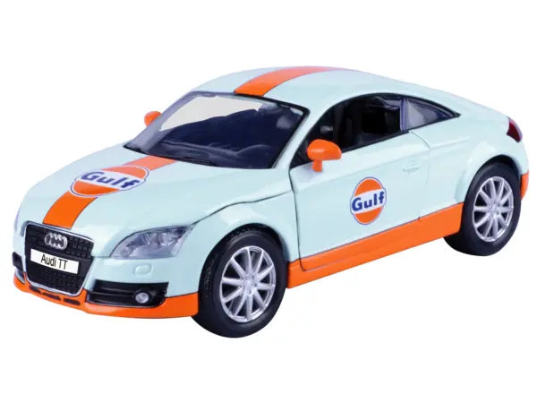 Audi TT Coupe "Gulf Oil" Light Blue with Orange Stripes "Gulf Die-Cast Collection" 1/24 Diecast Model Car by Motormax #2