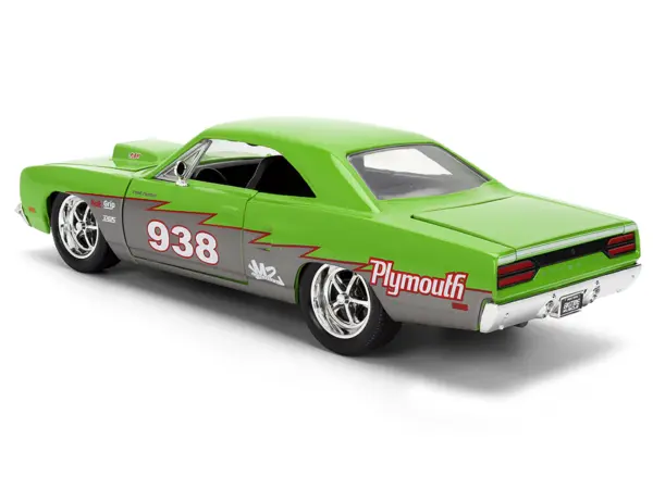 1970 Plymouth Road Runner #938 Green and Gray Metallic "Bigtime Muscle" Series 1/24 Diecast Model Car by Jada #5
