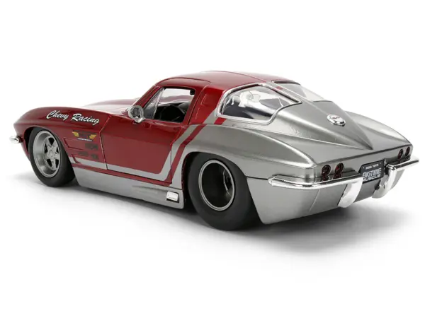 1963 Chevrolet Corvette Stingray "Chevy Racing" Red Metallic and Gray "Bigtime Muscle" Series 1/24 Diecast Model Car by Jada #5