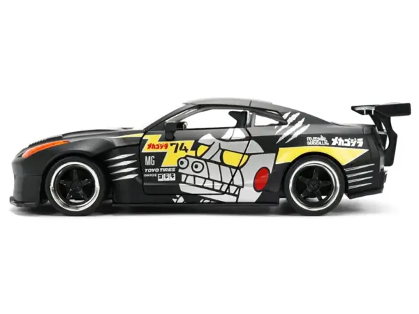 2009 Nissan GT-R (R35) Ben Sopra Matt Black with "Mechagodzilla" Graphics "Hollywood Rides" Series 1/24 Diecast Model Car by Jada #3