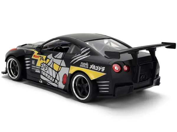 2009 Nissan GT-R (R35) Ben Sopra Matt Black with "Mechagodzilla" Graphics "Hollywood Rides" Series 1/24 Diecast Model Car by Jada #5