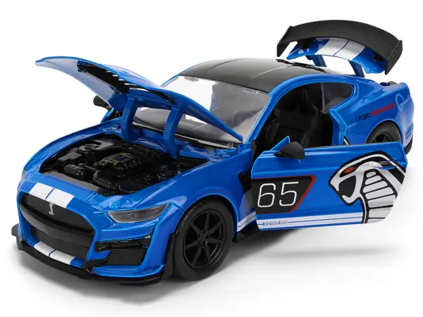 2020 Ford Mustang Shelby GT500 #65 "Ford Performance" Blue with Black Top and White Stripes "Bigtime Muscle" Series 1/24 Diecast Model Car by Jada #2