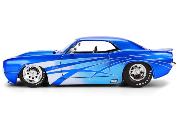 1969 Chevrolet Camaro Candy Blue with Graphics "Bigtime Muscle" Series 1/24 Diecast Model Car by Jada #3