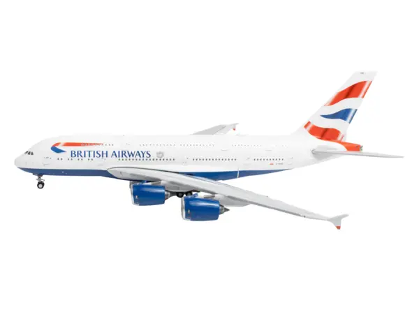Airbus A380 Commercial Aircraft "British Airways" (G-XLEE) White with Striped Tail 1/400 Diecast Model Airplane by GeminiJets #2