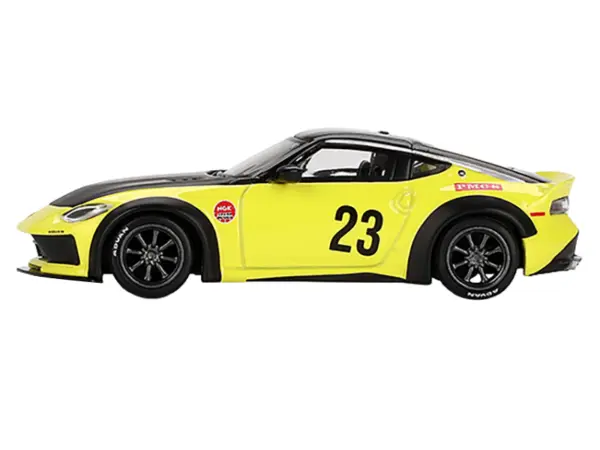 Nissan Z "LB-Nation Works" #23 Ikazuchi Yellow with Black Hood and Top Limited Edition 1/64 Diecast Model Car by Mini GT #2