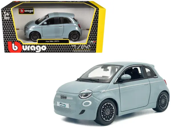 2023 Fiat 500e Light Blue 1/24 Diecast Model Car by Bburago #1