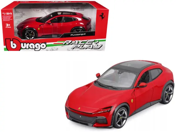 Ferrari Purosangue Red with Sunroof "Race + Play" Series 1/24 Diecast Model Car by Bburago #1