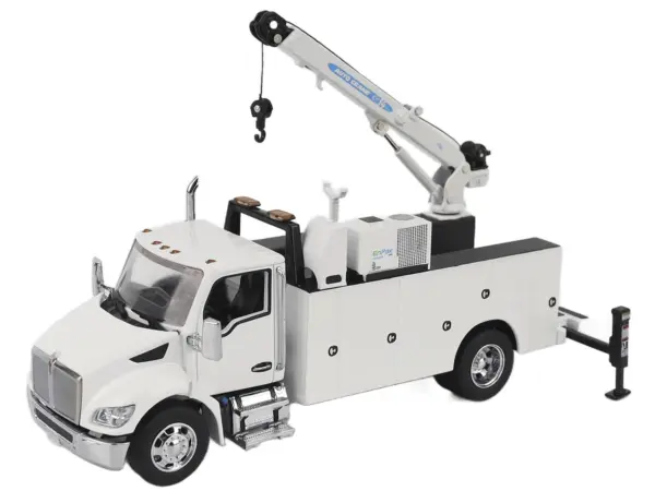 Kenworth T380 Auto-Crane Titan 85-Body HC14-Crane Work Truck with Miller EnPak White "Transport Series" 1/50 Diecast Model by Diecast Masters #2