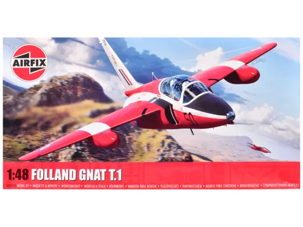Level 2 Model Kit Folland Gnat T.1 Fighter Aircraft with 2 Scheme Options 1/48 Plastic Model Kit by Airfix #1