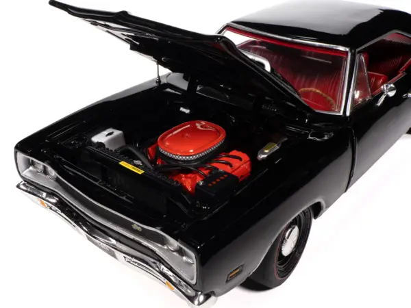 1969 Dodge Coronet Super Bee "Muscle Car & Corvette Nationals" (MCACN) Black with Red Interior "American Muscle" Series 1/18 Diecast Model Car by Auto World #3