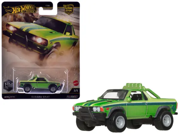 Subaru BRAT Utility Truck Green Metallic with Stripes "HW Off Road" Series Diecast Model Car by Hot Wheels #1