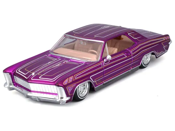 1965 Buick Riviera Lowrider Purple Metallic with Graphics "Lowriders" Series 1/26 Diecast Model Car by Maisto #2