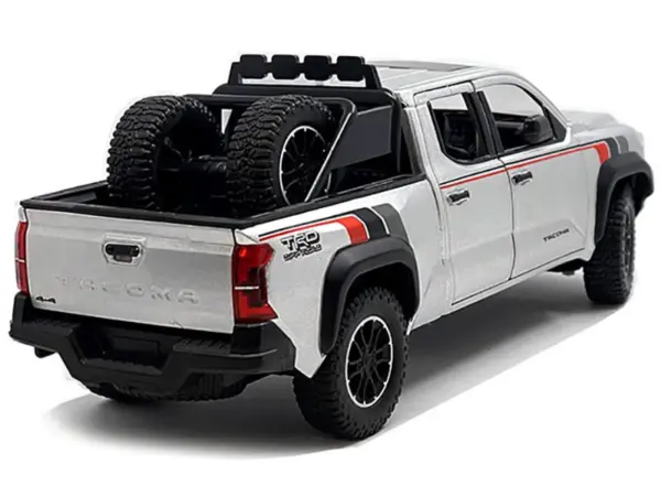 2024 Toyota Tacoma TRD Off Road Edition Pickup Truck Silver Metallic with TRD Stripes with Sunroof and Wheel Rack Limited Edition to 2400 pieces Worldwide 1/24 Diecast Model Car #2