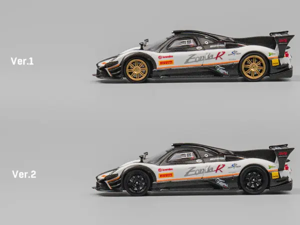 Pagani Zonda Revolucion White and Carbon with Extra Wheels 1/64 Diecast Model Car by CM Model #4