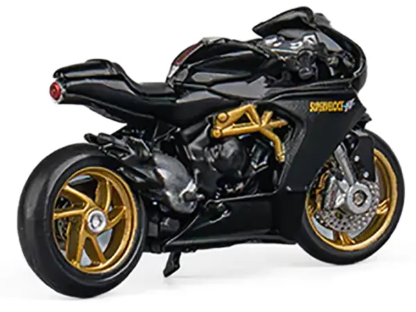 MV Agusta Superveloce 800 Motorcycle Black and Gold with Figure 1/64 Diecast Model by CM Model #4